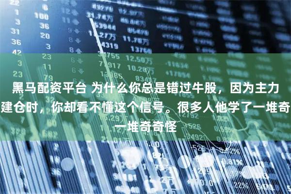 黑马配资平台 为什么你总是错过牛股，因为主力偷偷建仓时，你却看不懂这个信号。很多人他学了一堆奇奇怪